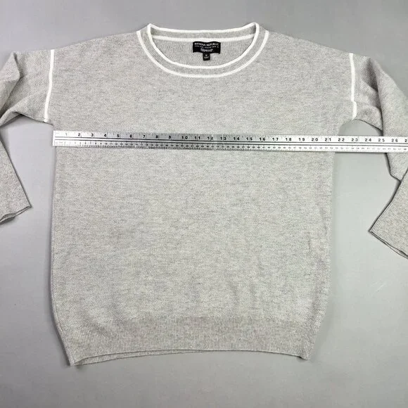 Banana Republic Filpucci Heather Gray Wool-Blend Crewneck Sweater Medium - Picture 4 of 8